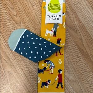 Yellow and Blue Dog Women Woven Pear Socks